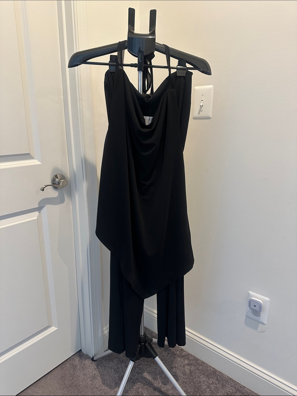 Zara Black Pant set with Draped Halter Top